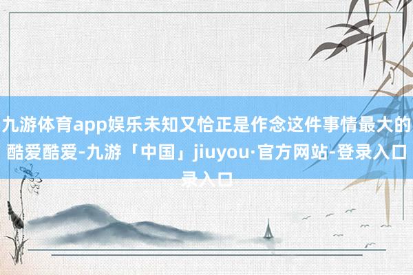 九游体育app娱乐未知又恰正是作念这件事情最大的酷爱酷爱-九游「中国」jiuyou·官方网站-登录入口