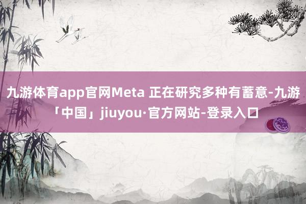 九游体育app官网Meta 正在研究多种有蓄意-九游「中国」jiuyou·官方网站-登录入口
