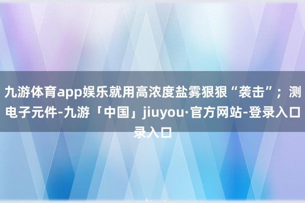 九游体育app娱乐就用高浓度盐雾狠狠“袭击”；测电子元件-九游「中国」jiuyou·官方网站-登录入口